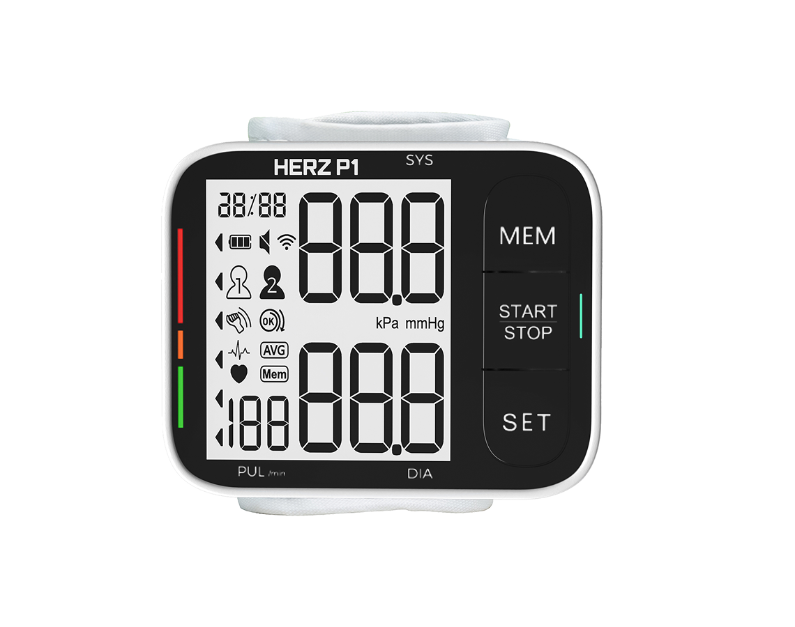 Herz P1 Smart BPM wrist blood pressure monitor with large LCD display